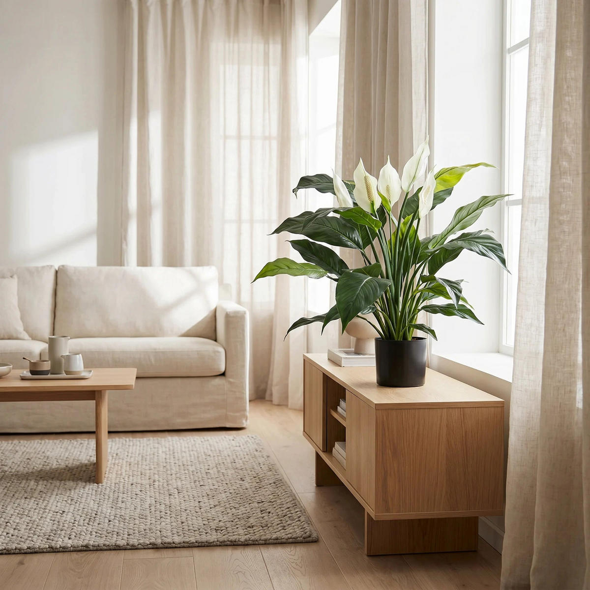 KUNSTBAUM Künstliche Spathiphyllum - Big-Luna 73 cm - Grün, Kunststoff (73cm) - aplanta