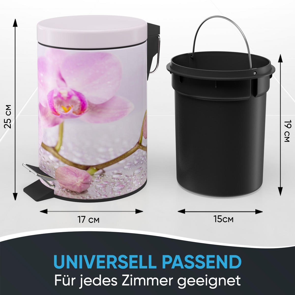 KOSMETIKEIMER Blooming - Pink/Hellrosa, Kunststoff/Metall (17/25/25cm) - Sanilo