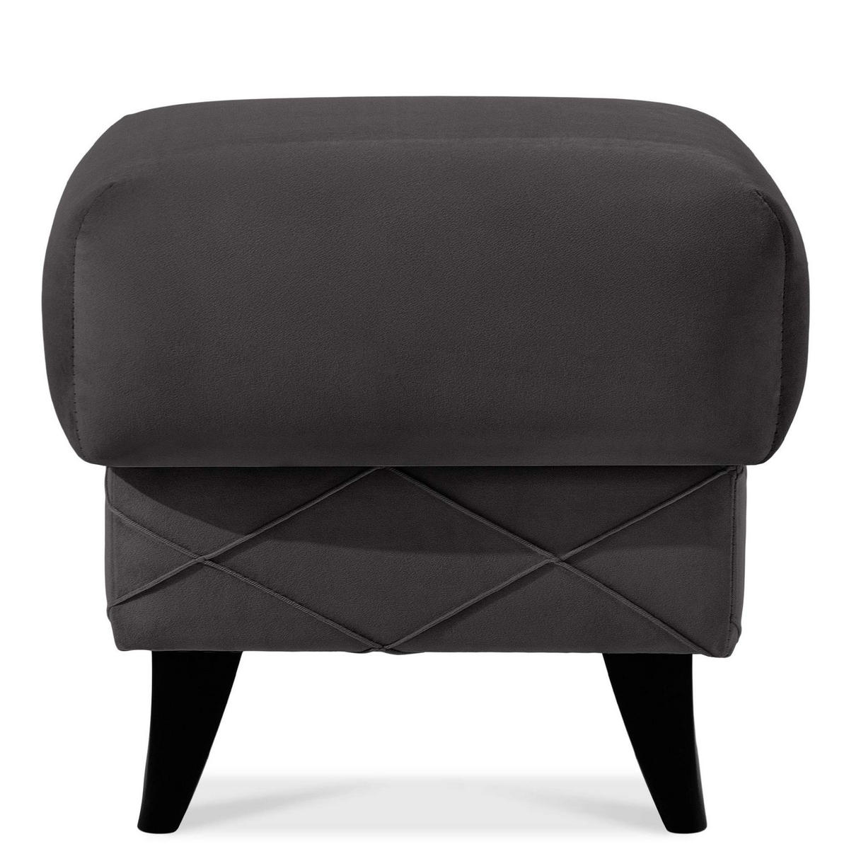 HOCKER GUSTAVO III Fußstütze, Velours, Graphitfarben - Graphitfarben, Holz/Holzwerkstoff (53/49/53cm) - KONSIMO®