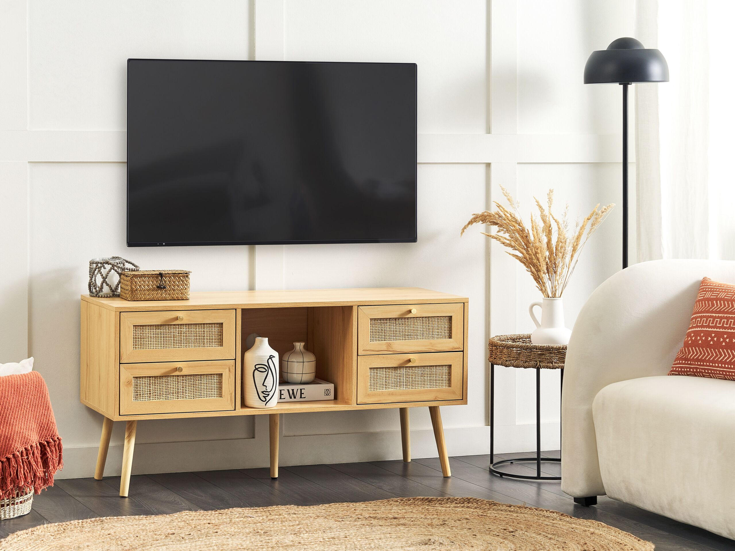 TV-MÖBEL Hellbraun, Gold PEROTE 40/120/60 cm - Hellbraun, Naturmaterialien (120/60/40cm) - Beliani