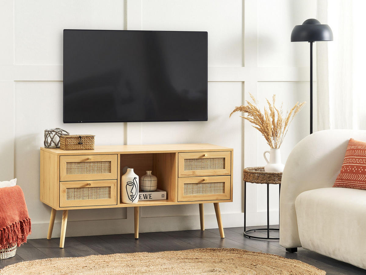 TV-MÖBEL Hellbraun, Gold PEROTE 40/120/60 cm - Hellbraun, Naturmaterialien (120/60/40cm) - Beliani