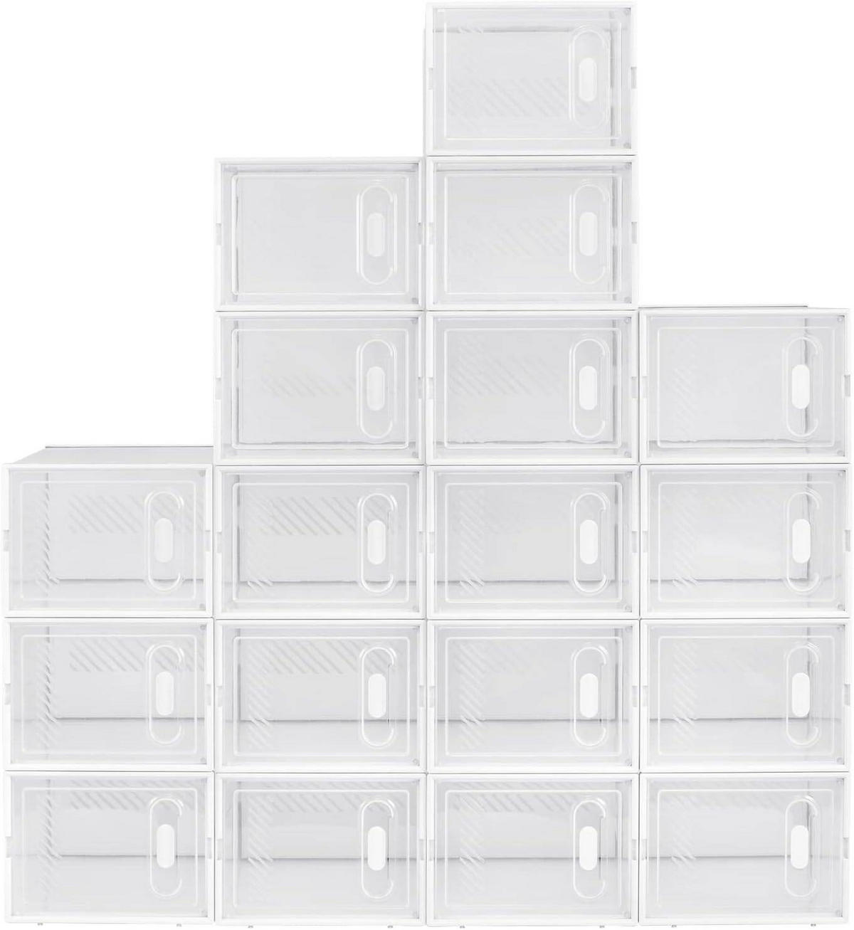 SCHUHBOX 18 St.er Set , Kunststoff - Transparent/Weiß, Kunststoff (75/111.5/35.5cm) - Woltu