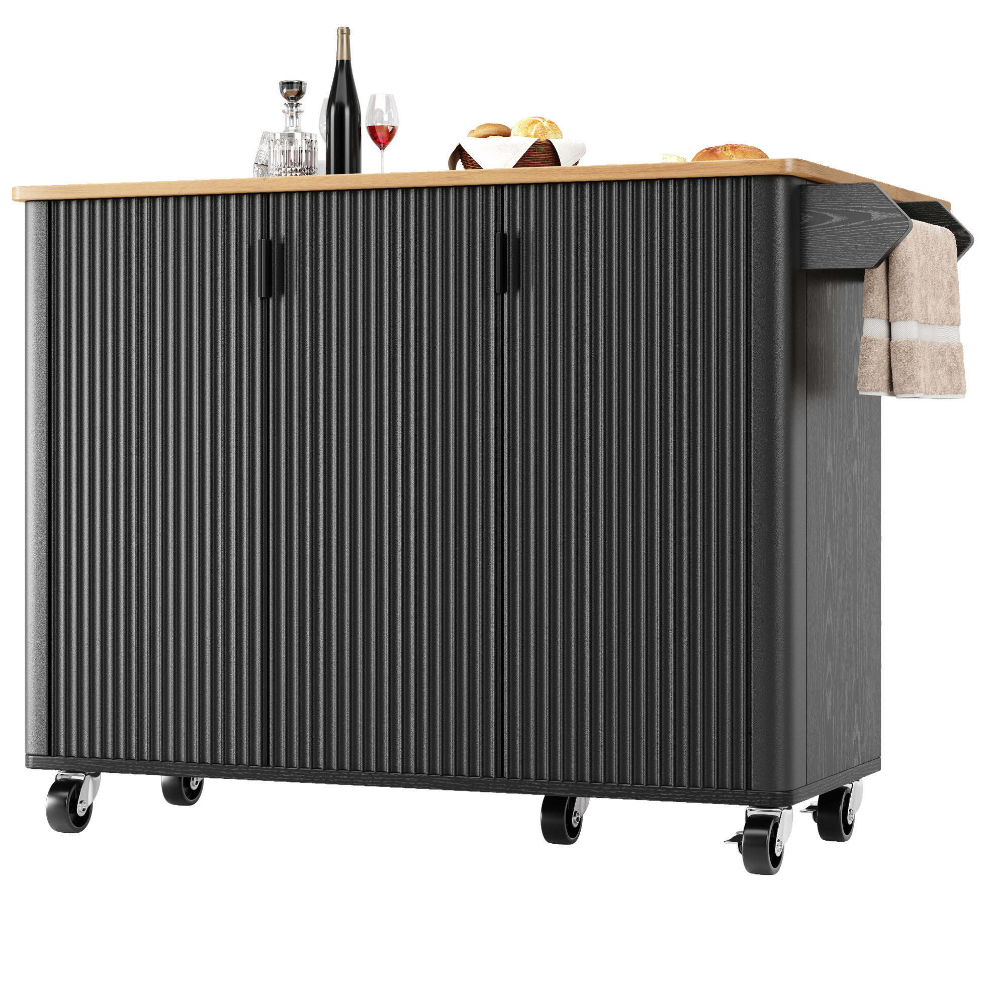 KÜCHENINSEL 130/75 x 45 x 92 cm Schwarz MDF - Schwarz, Holz (45/92/130cm) - Beauniv