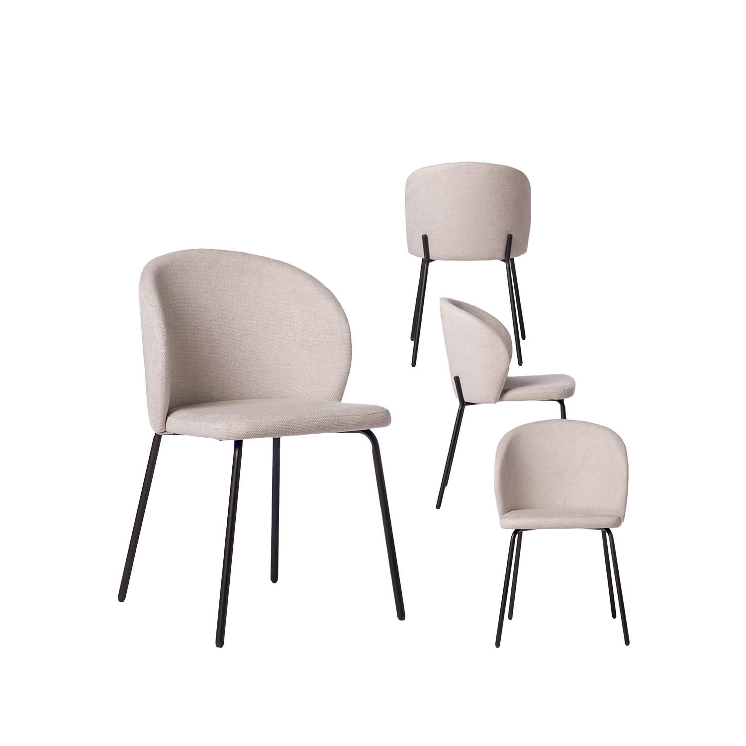 ESSZIMMERSTUHL Norah Beige 49 cm x 80 cm 4er-Set - Beige, Textil (49/80/56cm) - Klast Home