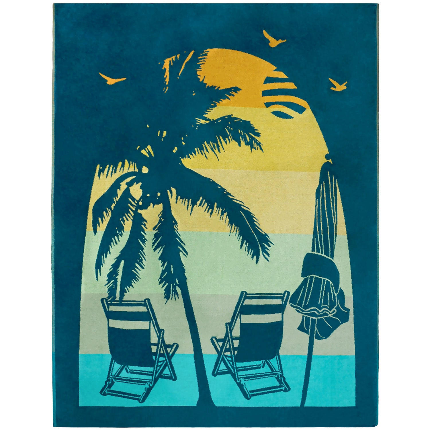 STRANDTUCH aus Veloursfrottee Jacquard Grün 140x180 400g/m² - Arche - Grün, Textil (140/180cm) - LE COMPTOIR DE LA PLAGE