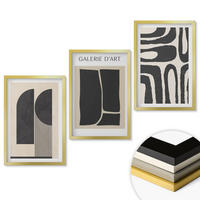 WANDBILDER 3er Set - 40x60 cm Goldrahmen - Abstrakte minimalistische Poster - Goldfarben, Kunststoff (40/60cm) - ArtPrintCave