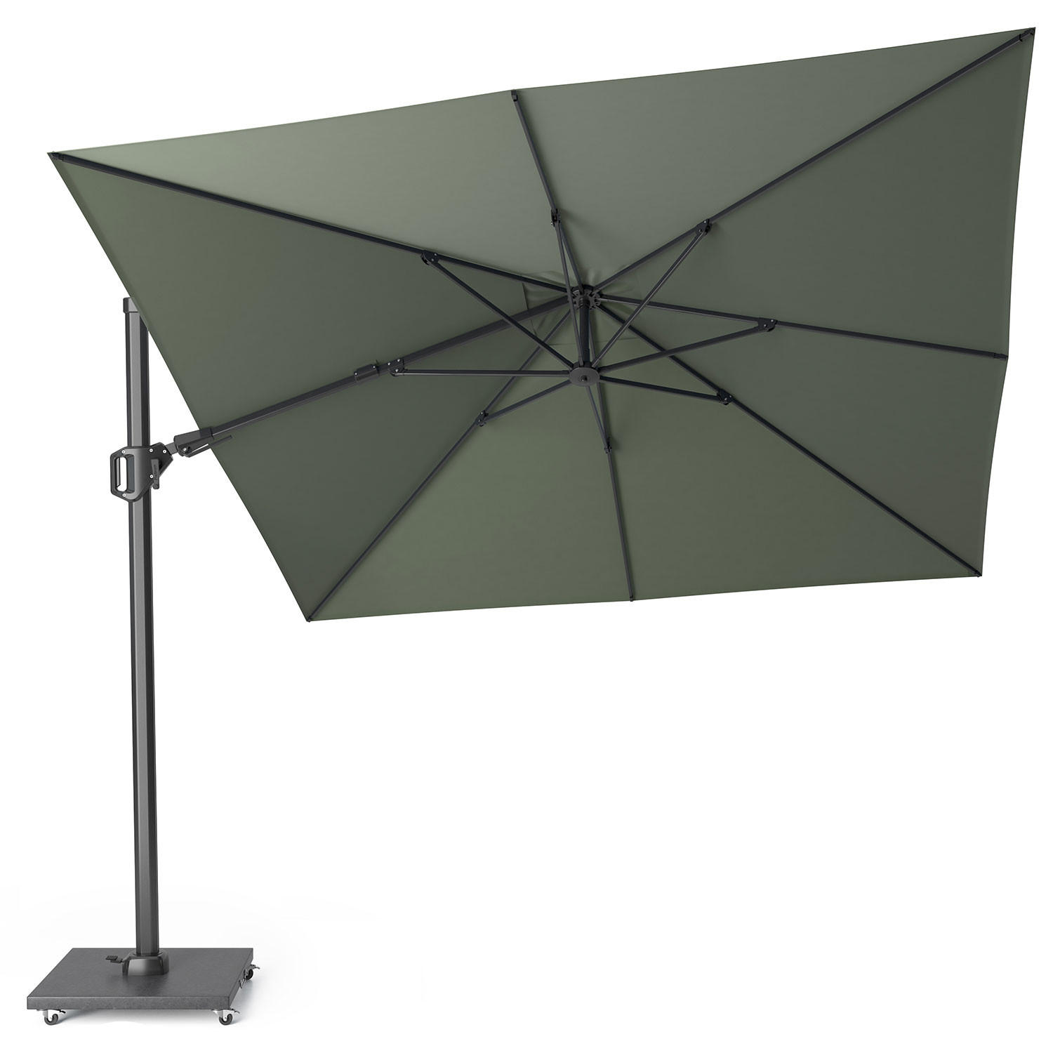 AMPELSCHIRM quadratisch 3 x 3 m Challenger T² Basic 360° kippbar olivgrün/anthrazit - Olivgrün, Metall (300/300cm) - Platinum