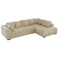 ECKSOFA ORTA Beige Velvet - Rechts - Beige/Schwarz, Textil (200/325cm) - MKS