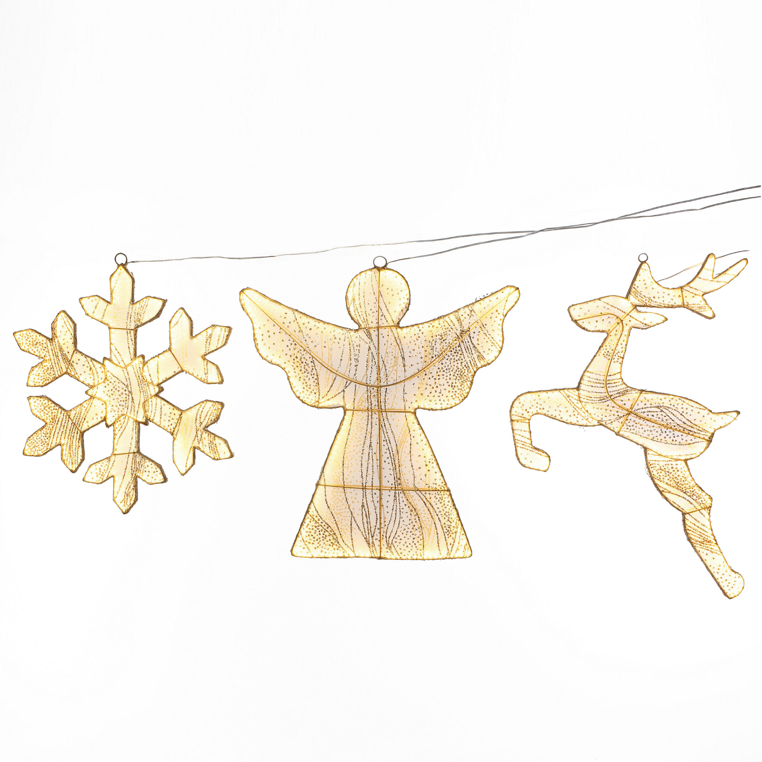 WEIHNACHTSDEKO HTHD0213 3er Set - Champagner, Kunststoff/Metall (2/49/44cm) - Hometopia