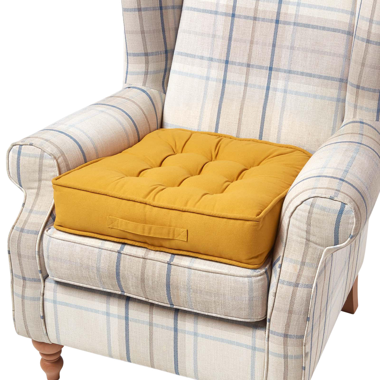 SITZKISSEN senfgelb 50/50/10 cm – Sesselkissen, Baumwolle - Gelb, Textil (50/50/10cm) - Homescapes