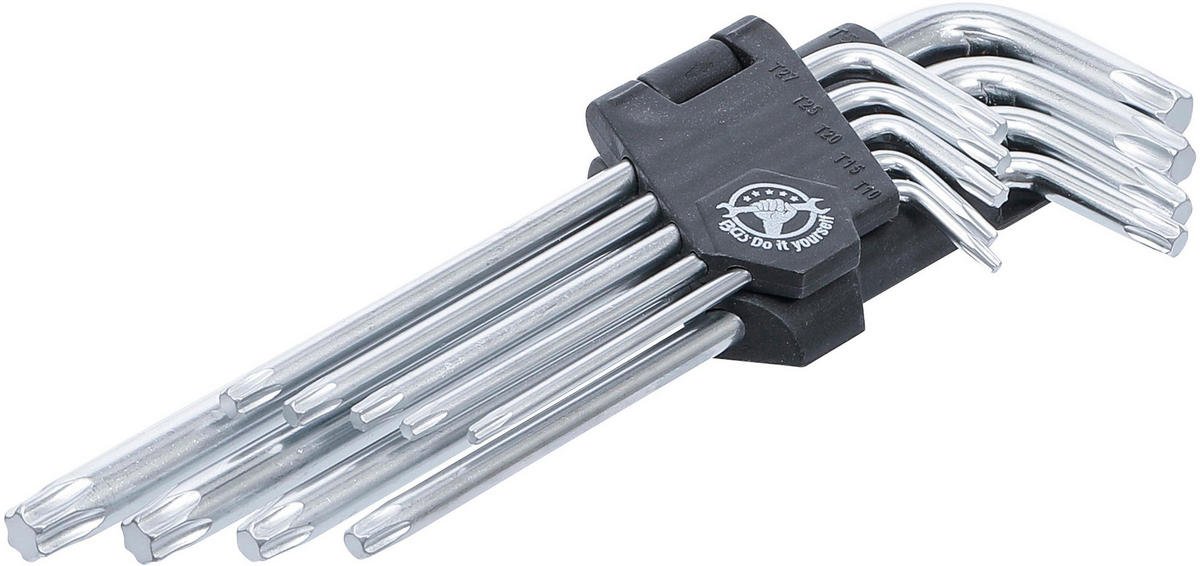 WINKELSCHLÜSSEL-SATZ | LANG | T-PROFIL (FÜR TORX) T10 - T50 | 9-TLG. - Multicolor, Kunststoff/Metall (1/1cm) - BGS technic