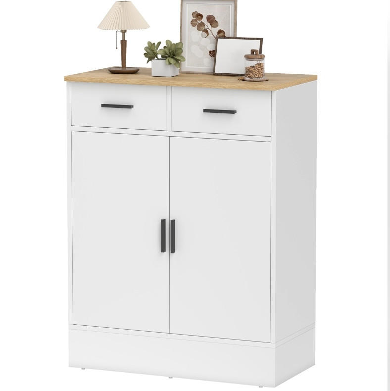 SIDEBOARD 68,6/35/90,3 cm mit 2 Schubladen & verstellbarem Fach in Weiß - Weiß, Holz (68.6/90.3/35cm) - BEAOK
