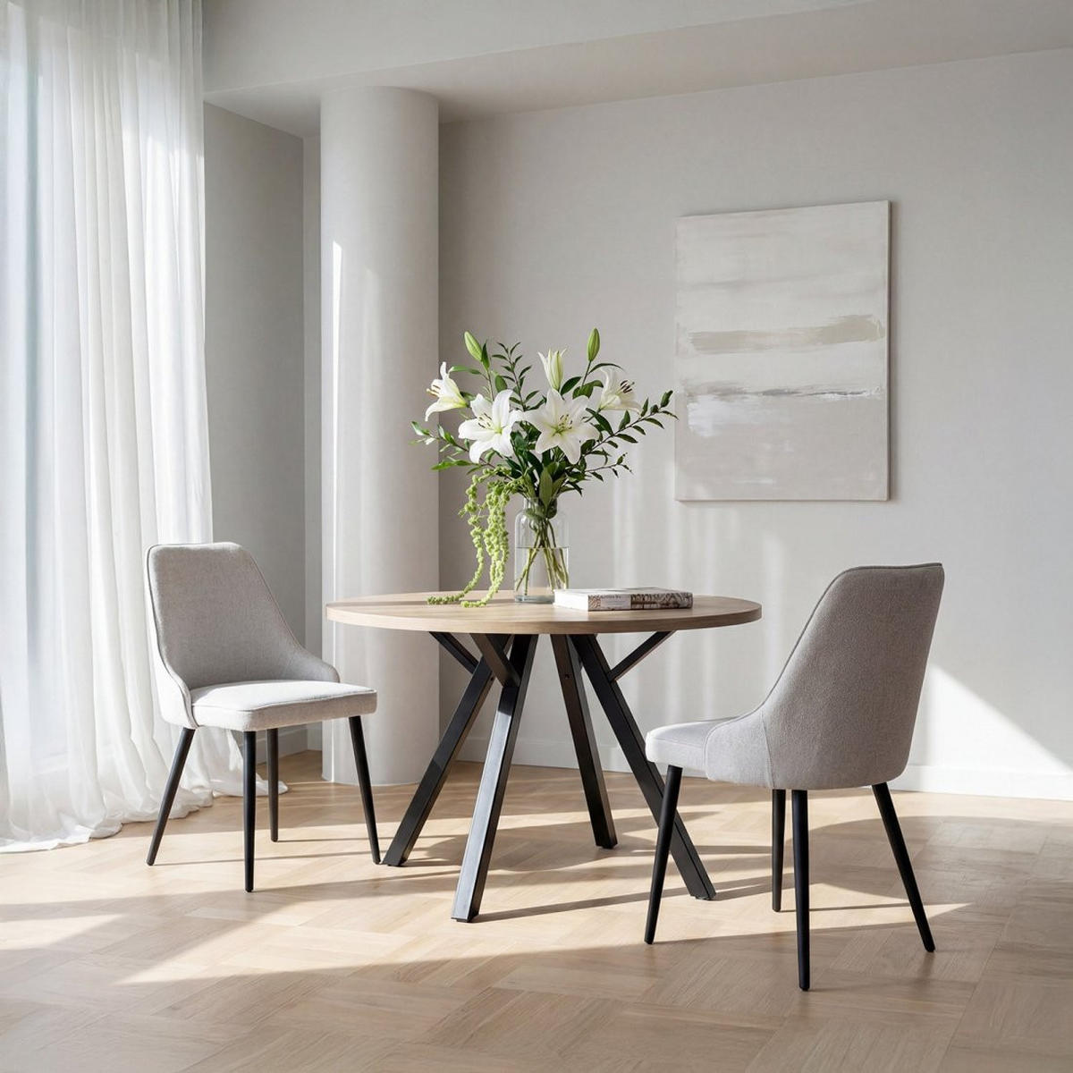 ESSZIMMERSTUHL Nika Grau 52 cm x 87 cm 2er-Set - Grau, Textil (52/87/58cm) - Klast Home