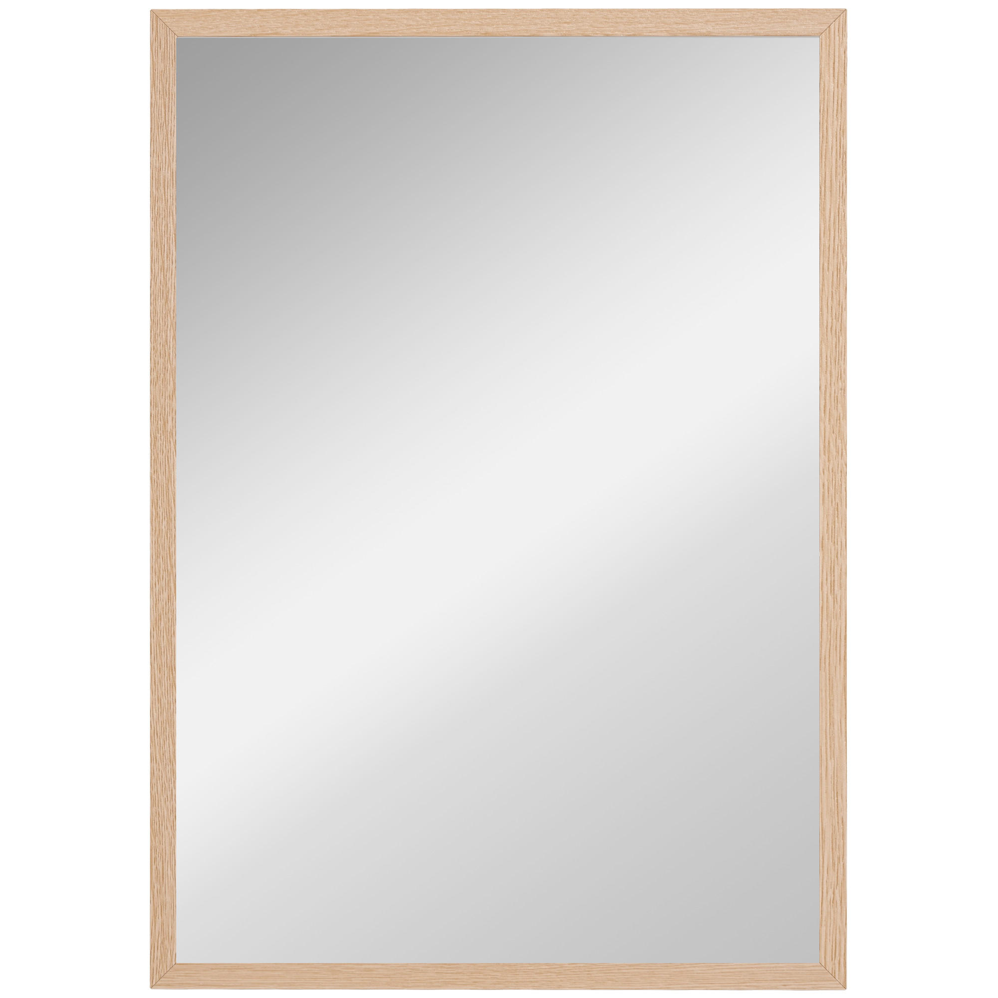 WANDSPIEGEL 50 x 70 cm, mit 4 Haken, Badezimmer - Naturfarben, Holzwerkstoff (50/70/2cm) - HOMCOM