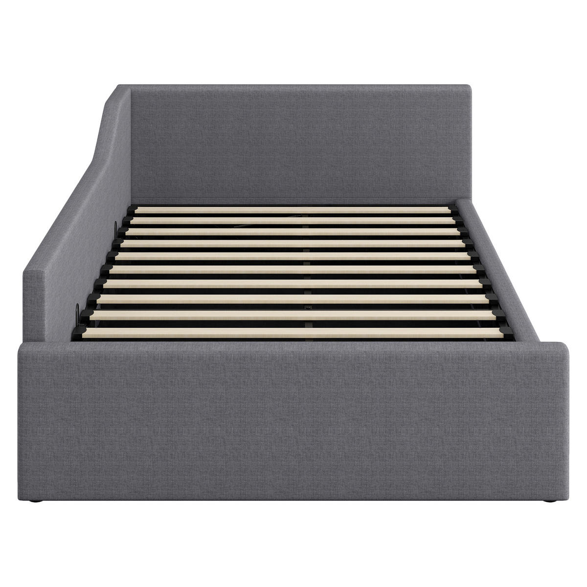 POLSTERBETT 140/200 cm Grau mit Stauraum und Leinenpolsterung - Grau, Holzwerkstoff (140/200cm) - OKWISH
