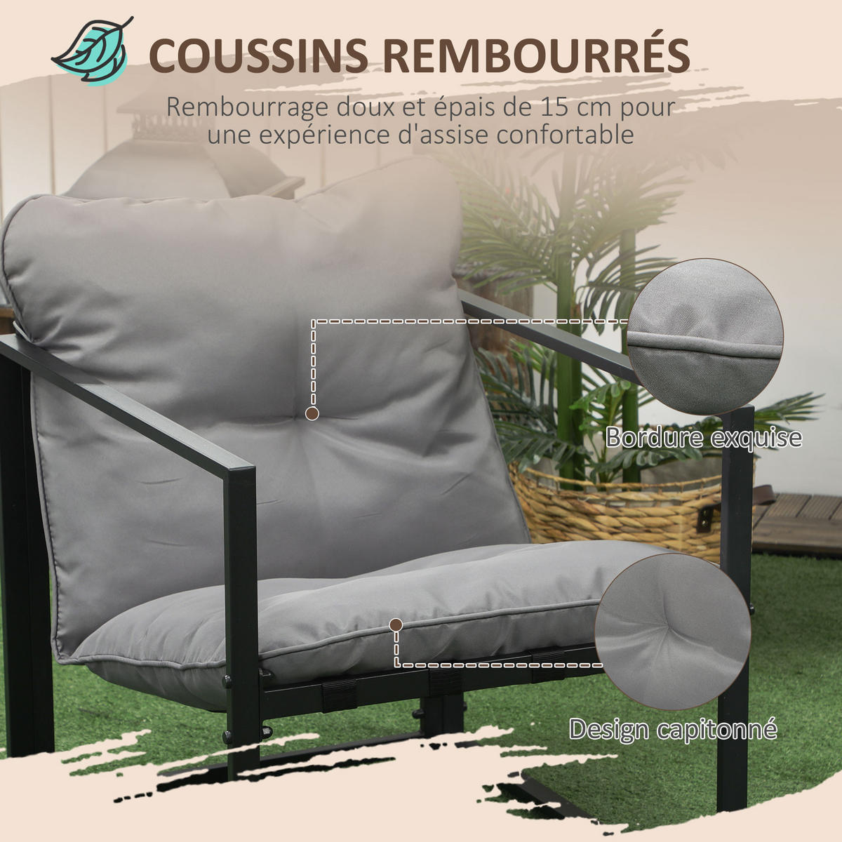 GARTENLOUNGE-SET 4-teilig DE-13386 Grau - Grau, Metall - ComfortXL