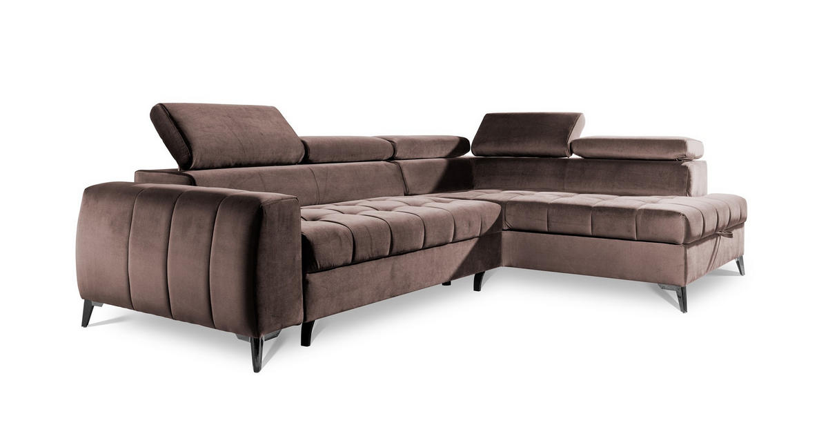 ECKSOFA Schlafsofa Agnesa In Salvador - Braun, Holzwerkstoff/Textil (275/200cm) - Fun Möbel