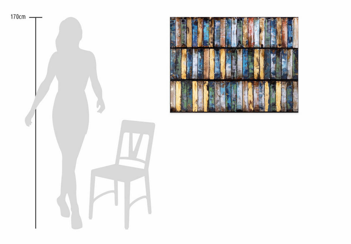 METALLBILD Blau 100/70 cm - Blau, Metall (8.8/70cm) - KUNSTLOFT