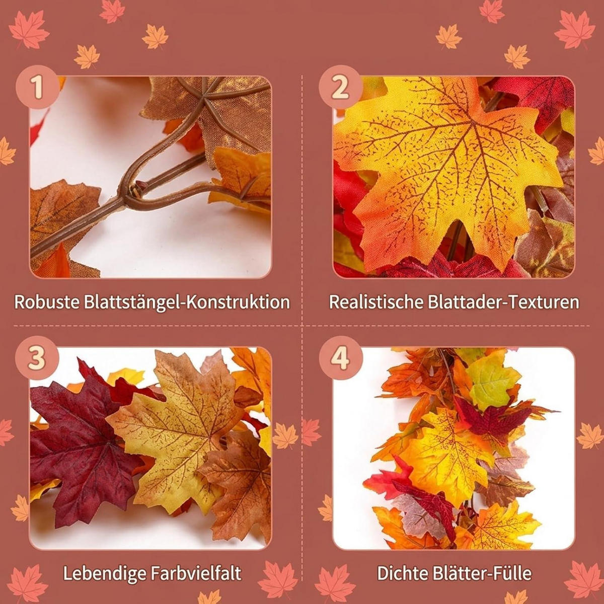 GIRLANDE Herbstblätter 175 cm - Multicolor, Kunststoff (1cm)
