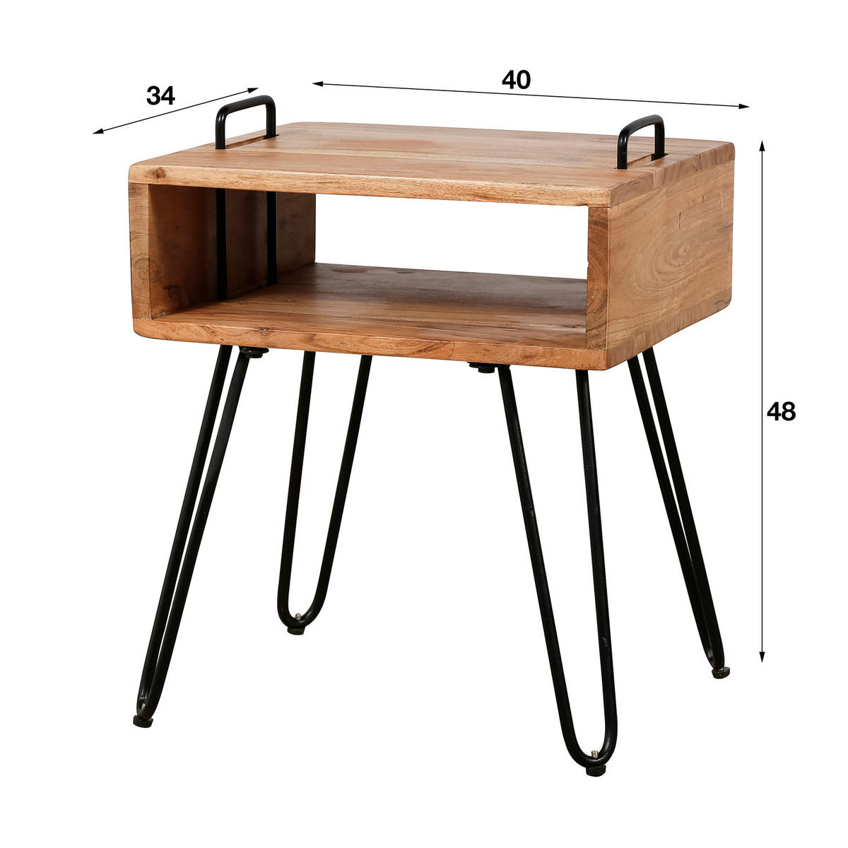 NACHTTISCH Quadro Braun 40/34/48 cm - Braun, Holz (34/48/40cm) - Hoyz Collection