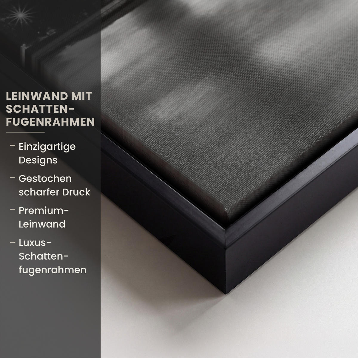 LEINWAND Bilder mit Rahmen - New York - Brücke - Brooklyn - Schwarz und weiß - Architektur - 80x60 - Schwarz, Textil (80/60cm) - MuchoWow