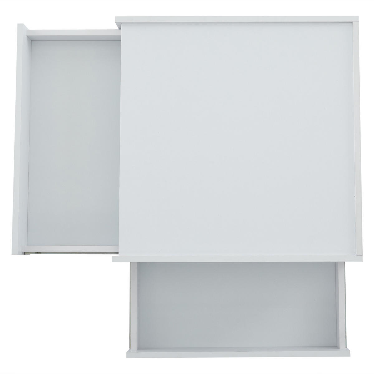 COUCHTISCH 60/60/38 cm weiß mit 360° drehbarer Tischplatte und 2 Ablagen - Weiß, Holzwerkstoff (60/60/38cm) - OKWISH