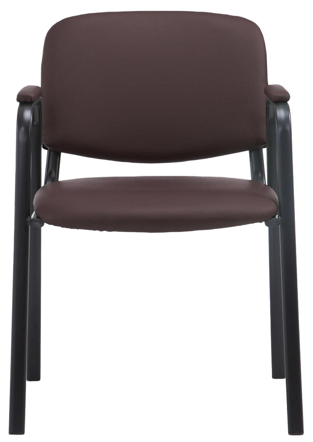 BESUCHERSTUHL Lederlook braun - Schwarz/Braun, Textil/Metall (53/79/55cm) - CLP