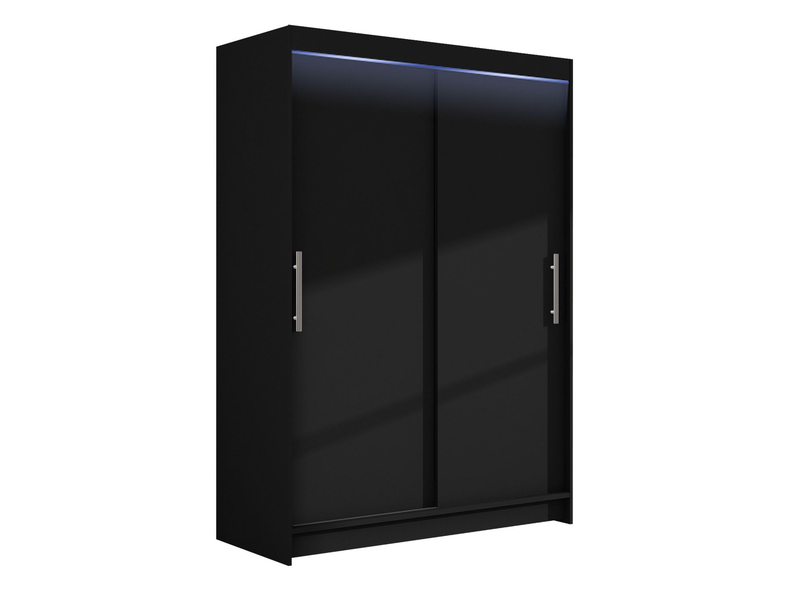 KLEIDERSCHRANK Miami I, mit RGB LED Beleuchtung - Silberfarben/Schwarz, Holzwerkstoff/Kunststoff (120/200/58cm) - MIRJAN24