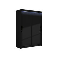 KLEIDERSCHRANK Miami I, mit RGB LED Beleuchtung - Silberfarben/Schwarz, Holzwerkstoff/Kunststoff (120/200/58cm) - MIRJAN24