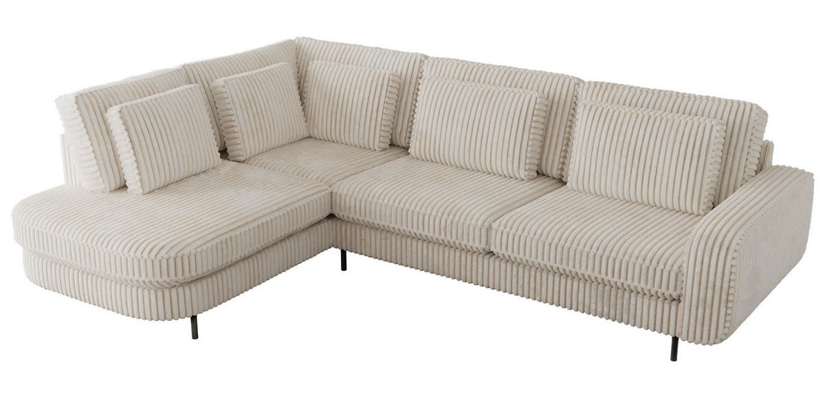 ROHOVÁ SEDAČKA CALENO L - Béžová Manšestr - Pravá Strana - černá/béžová, kov/textil (317/225cm) - MKS