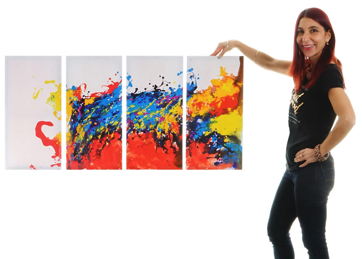 ÖLGEMÄLDE WAVE HANDGEMALT Mehrfarbig - Multicolor, Textil (120/60cm) - Jamb