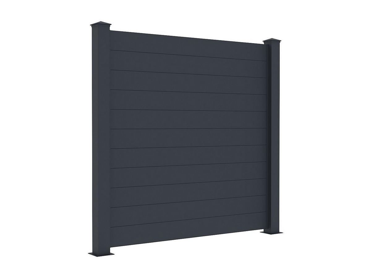 ZAUN - 168cm x 15.3cm - Aluminium - anthrazitgrau - NAZARIO - Anthrazit, Metall (168/171cm) - Vente-Unique