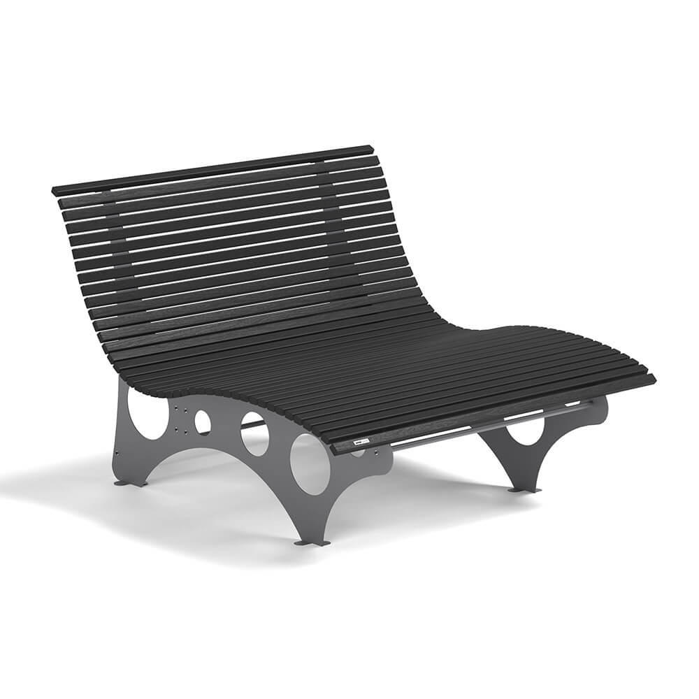 WELLENLIEGE NIRA - Anthrazit - Anthrazit, Holz/Metall (148/105/152cm) - Home Deluxe