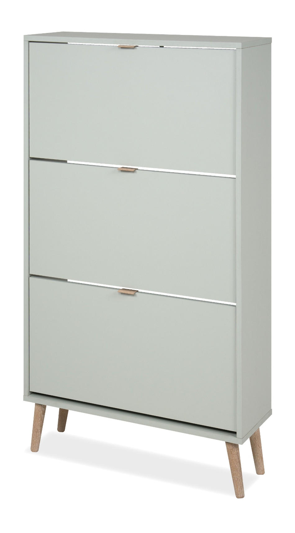 SCHUHSCHRANK Pastellgrün 70 x 125 cm, Schuhkipper mit 3 Klappen - Eichefarben/Pastellgrün, Eichenholz/Holz (70/125/24cm) - Furn.Design