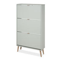 SCHUHSCHRANK Pastellgrün 70 x 125 cm, Schuhkipper mit 3 Klappen - Eichefarben/Pastellgrün, Eichenholz/Holz (70/125/24cm) - Furn.Design