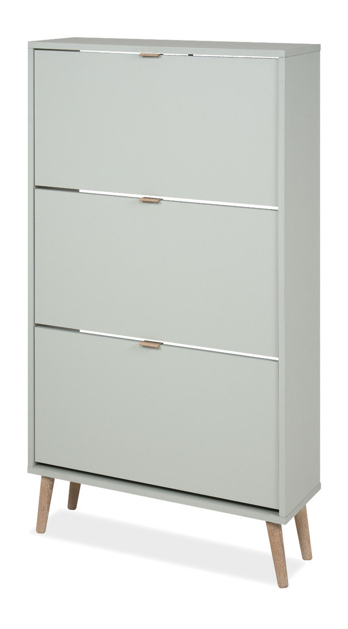 SCHUHSCHRANK Pastellgrün 70 x 125 cm, Schuhkipper mit 3 Klappen - Eichefarben/Pastellgrün, Eichenholz/Holz (70/125/24cm) - Furn.Design