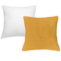 KISSENHÜLLE Strick gelb 45/45 cm mit Reißverschluss inkl. 100% Federkissen - Gelb, Textil (45/45cm) - wometo