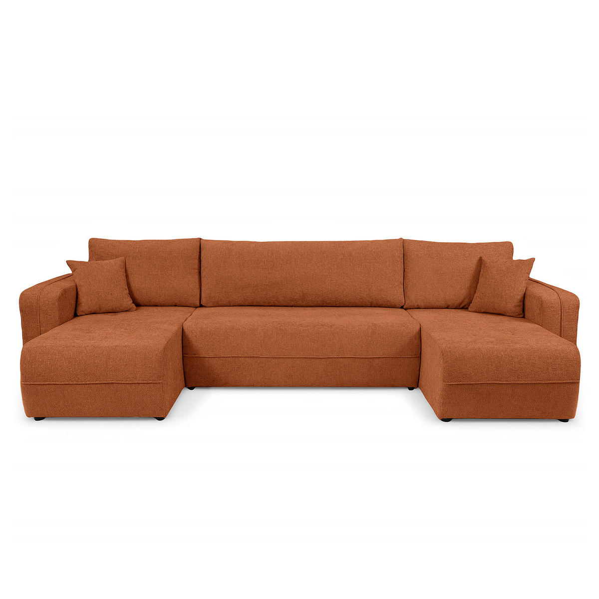 WOHNLANDSCHAFT - Terracotta/Schwarz, Kunststoff/Textil (312/82/145cm) - home24