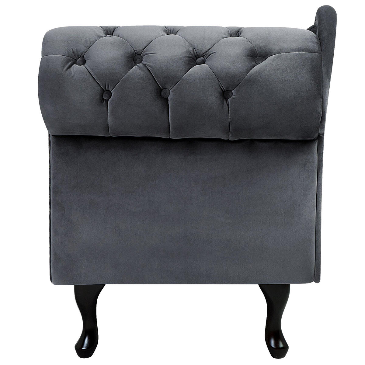 CHAISELONGUE Samtstoff grau rechtsseitig Nimes - Dunkelbraun/Grau, Textil (170/79/61cm) - Beliani