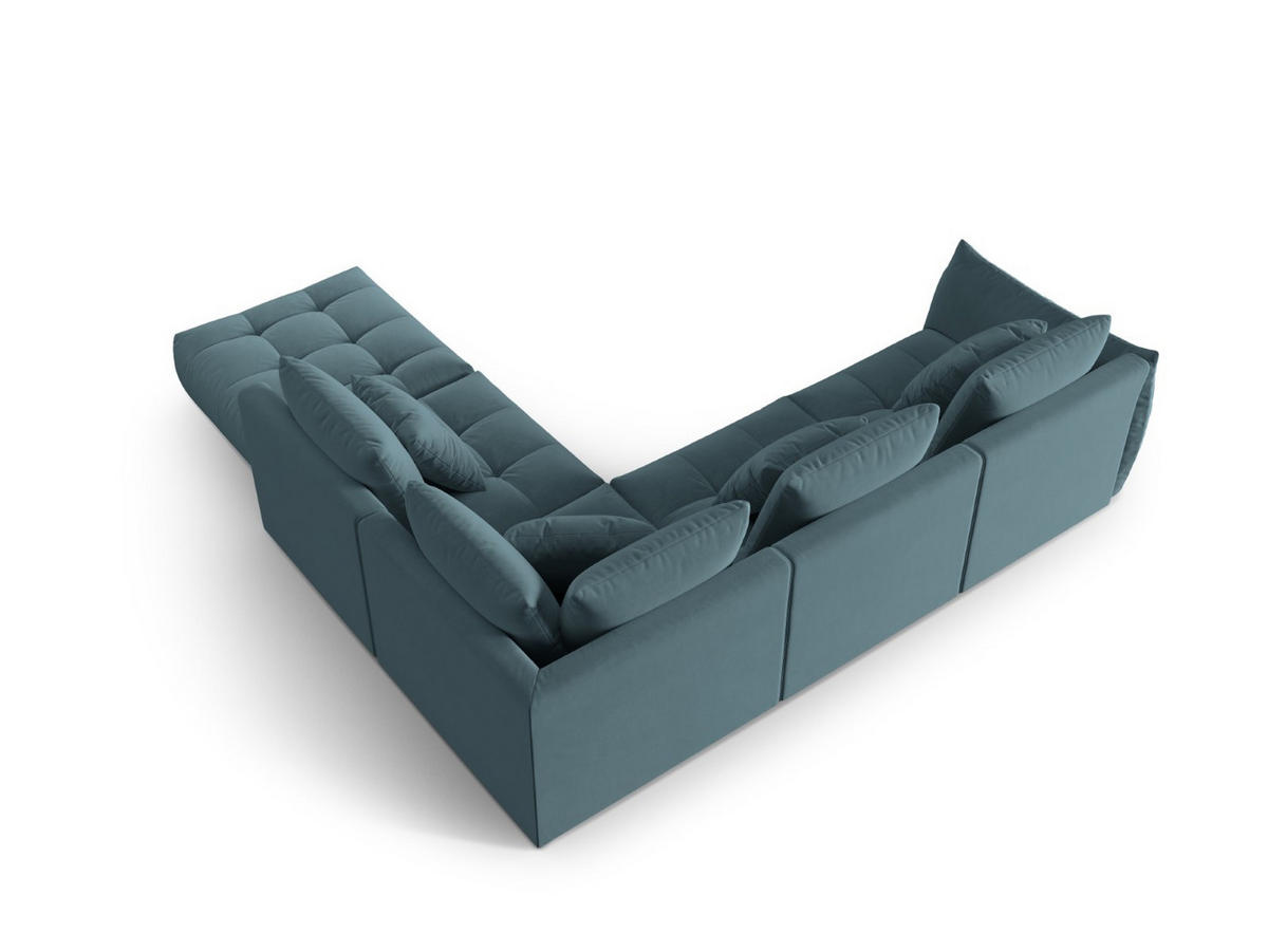 ECKSOFA modular rechts Bloom aus Samt pastellblau 4 Sitzplätze - Pastellblau, Textil (310/316cm) - Micadoni