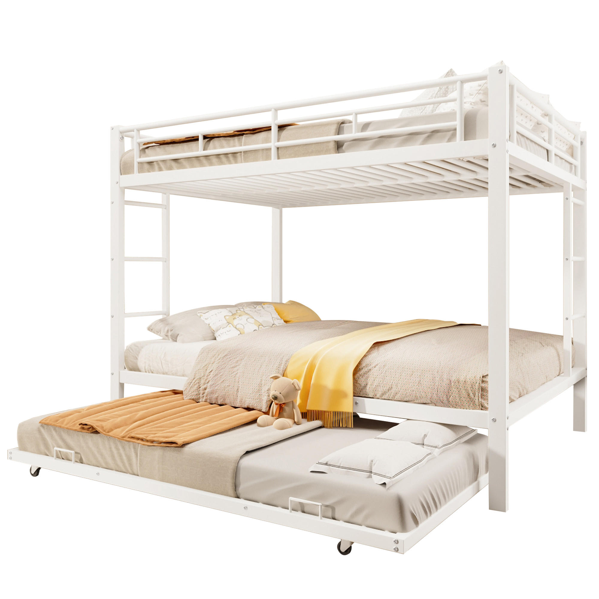 ETAGENBETT mit Ausziehbett 140x200 cm Metall Weiß - Weiß, Metall (140/200cm) - Meubliv