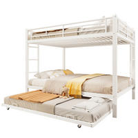 ETAGENBETT mit Ausziehbett 140x200 cm Metall Weiß - Weiß, Metall (140/200cm) - Meubliv