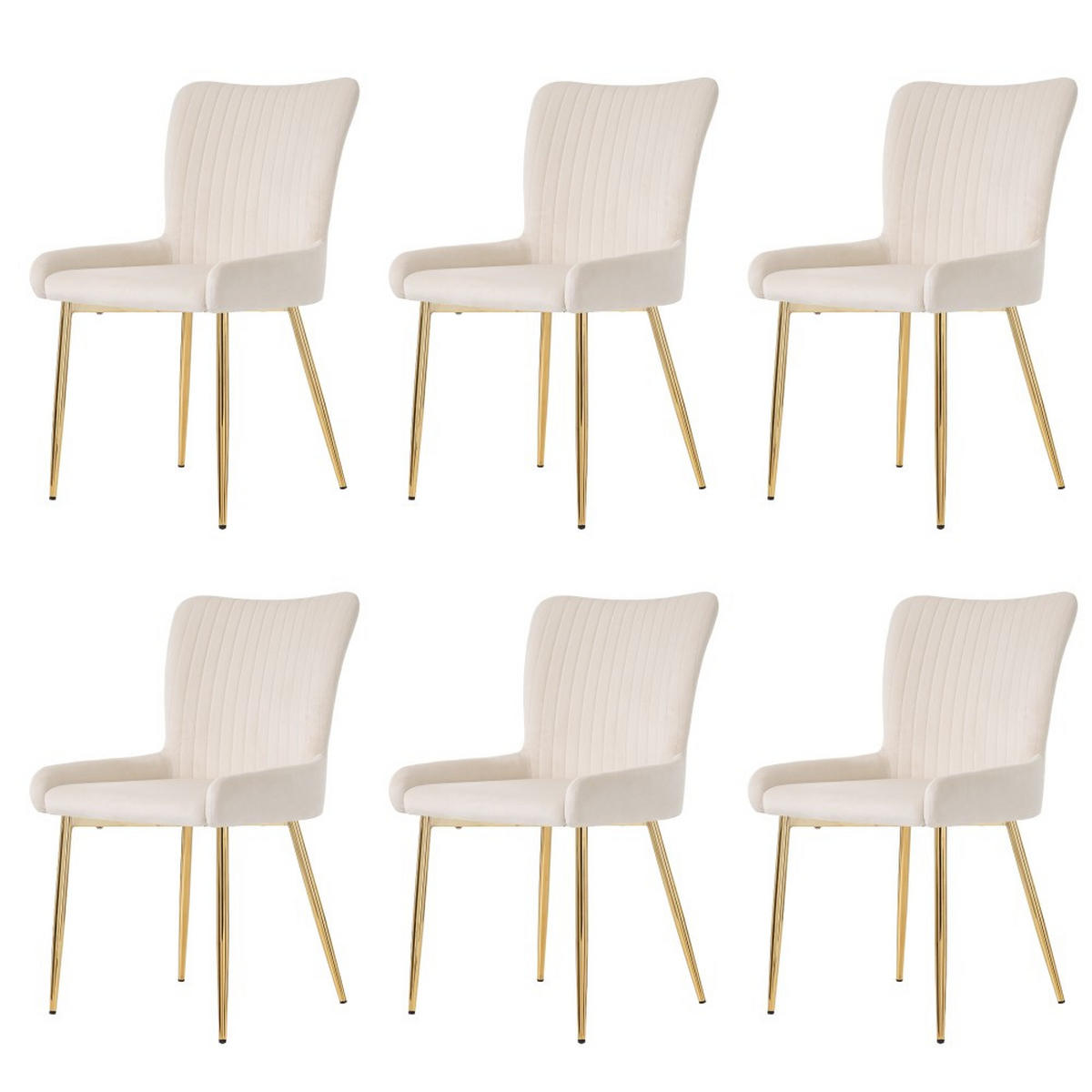 STUHL SET 6 Stück in Grau Samt mit Silberne Metallstützbeinen - Grau, Textil (58/85/47cm) - KOMHTOM