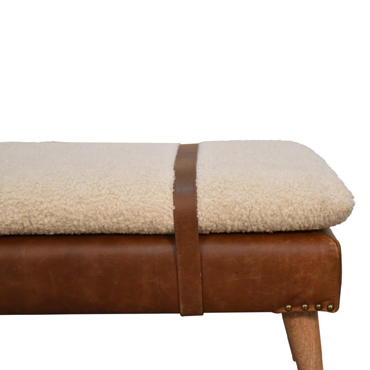 SITZBANK gepolstert - Messingfarben/Braun, Holz/Metall (90/40/35cm) - Artisan Furniture