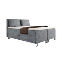 BOXBETT TEXAS 140/200 in Cord Grau mit Bonell-Federkernmatratzen H3 - Grau, Holz/Holzwerkstoff (140/200cm) - Deine Möbel 24