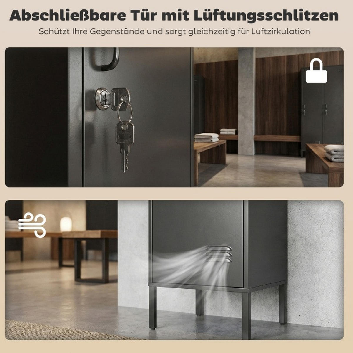 MEHRZWECKSCHRANK 40/40/179 cm mit abschließbarer Tür, Kleiderstange und Fachboden, Stahl, Schwarz - Schwarz, Metall (40/179/40cm) - Redom