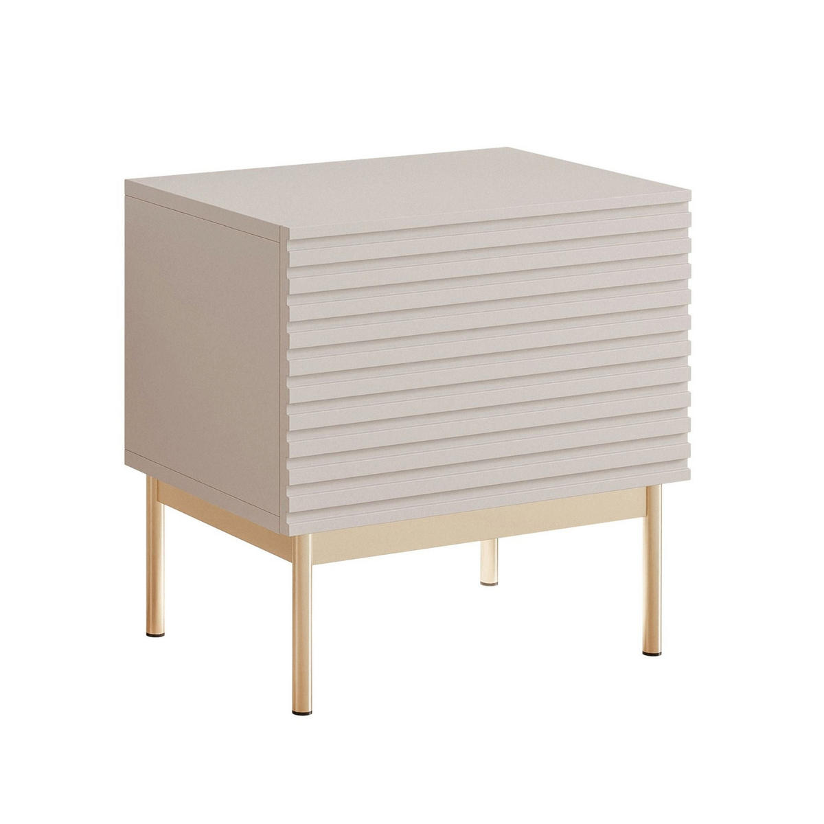 NACHTTISCH Linearis Kaschmirgrau 46 cm - Taupe/Goldfarben, Holzwerkstoff (35.9/45.4/31.6cm) - Selsey