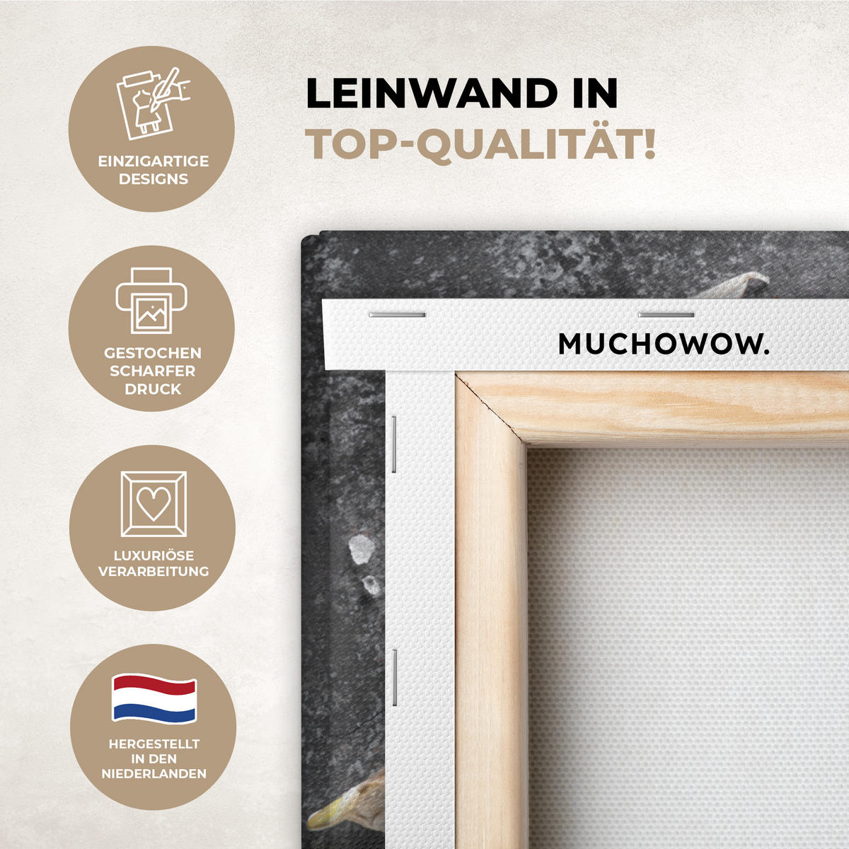 LEINWANDBILD Pfeffer - Kräuter - Gewürze - Beton 50x50 cm - Dunkelgrau, Textil (50/50cm) - MuchoWow