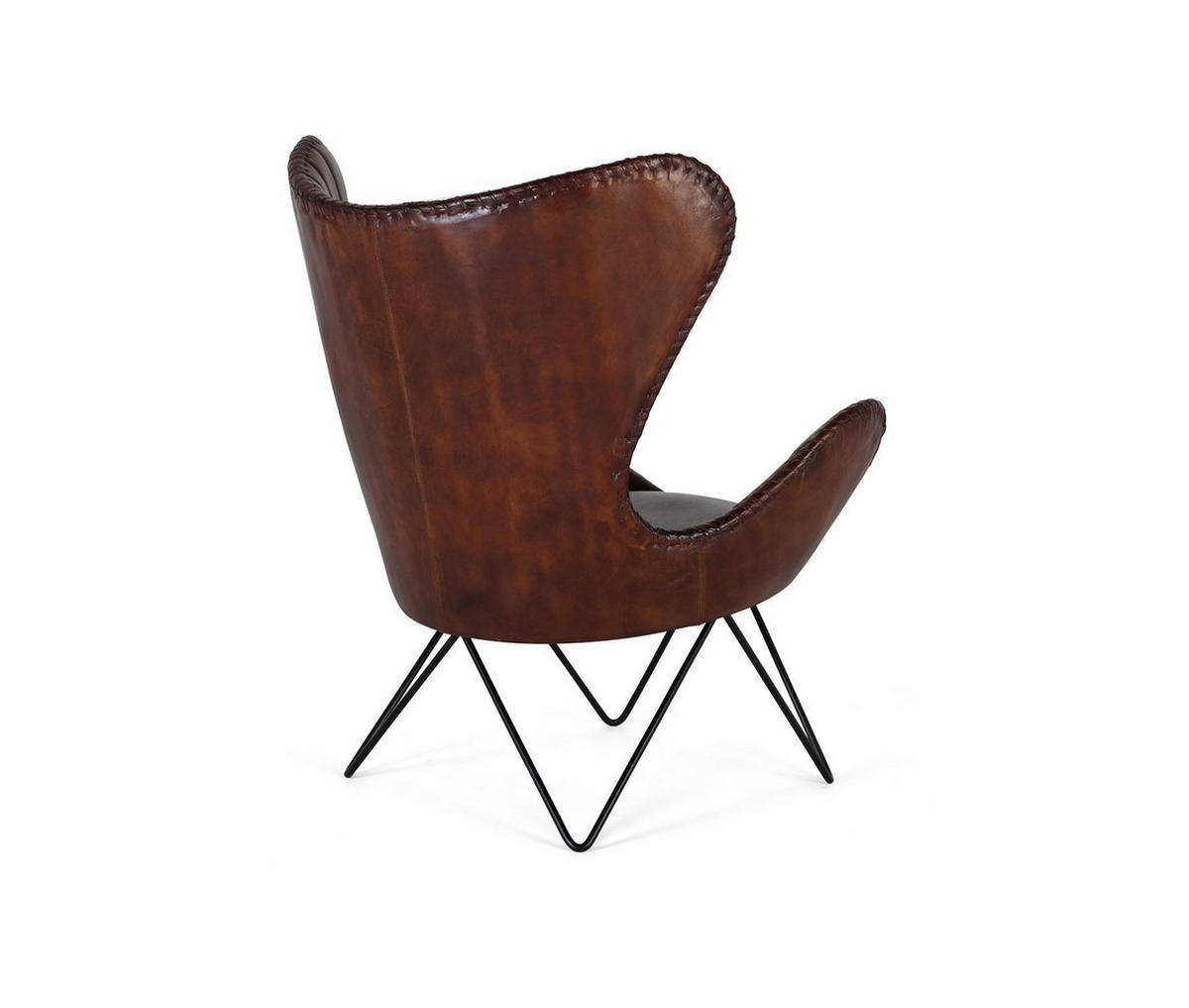 SESSEL aus Leder und Metall - Braun, Fell (83/100/77cm) - Giner y Colomer