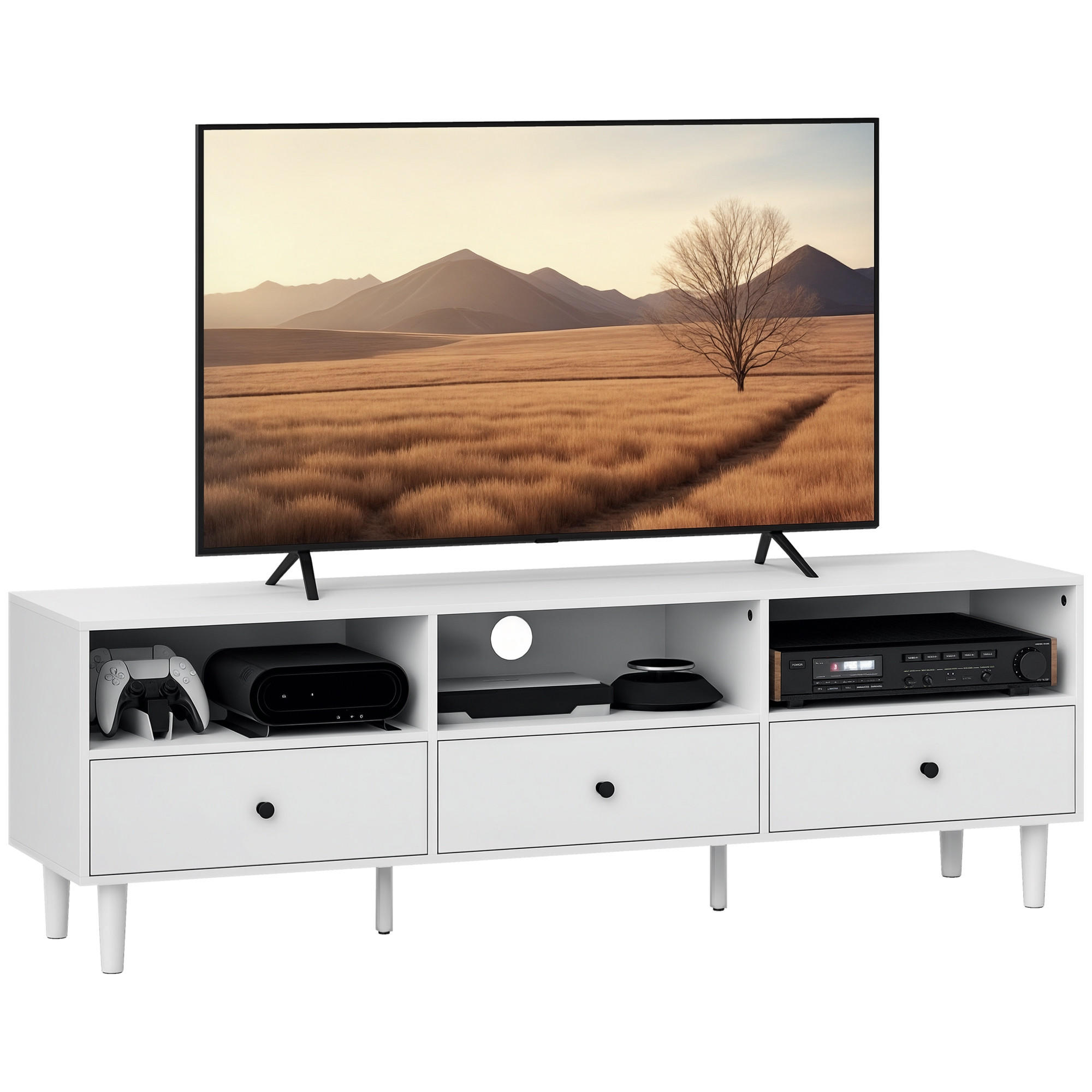 TV-MÖBEL Weiß 1 Stück - Weiß, Holzwerkstoff (140/45/34cm) - GiPP